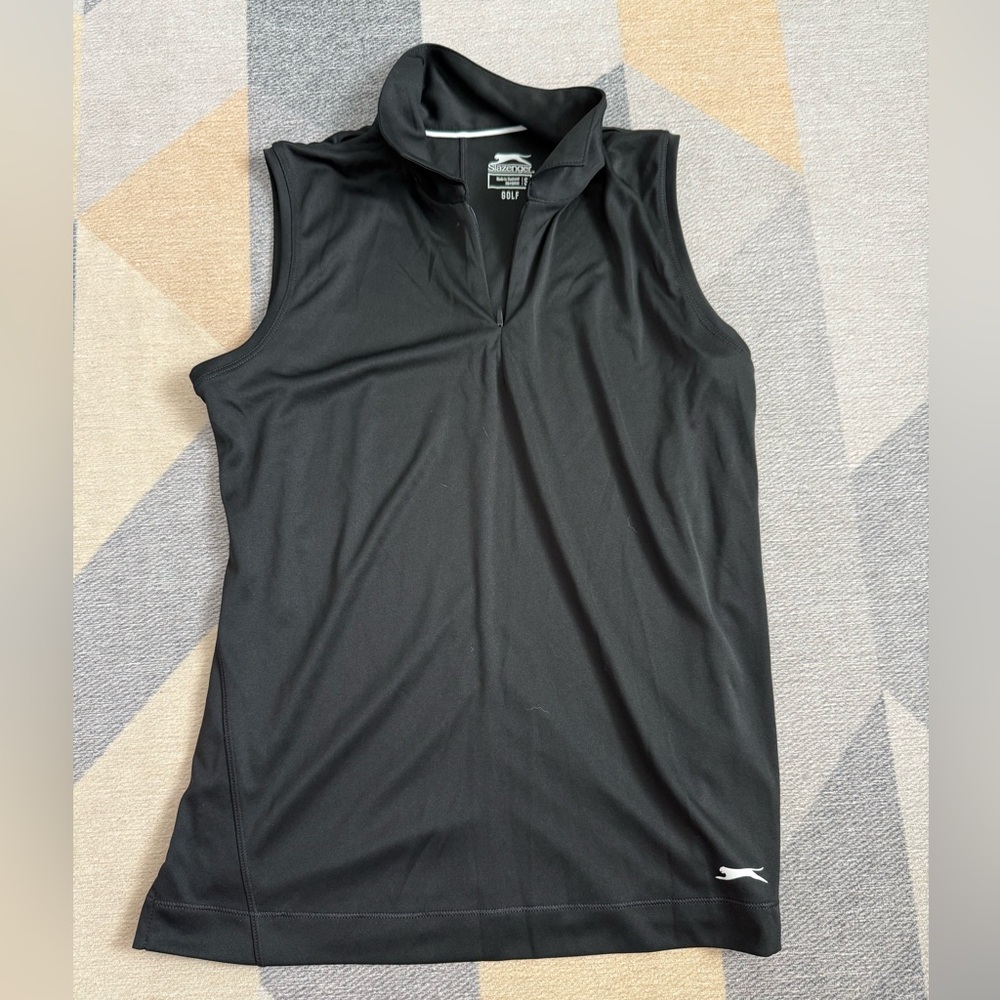Slazenger Black Sleeveless Golf Zip-Up Top